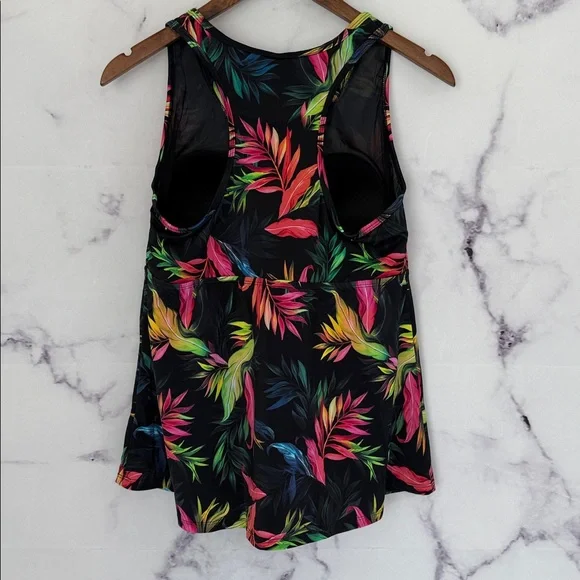 TORRID Black Multicolor Floral Print Swim Tank Top Size 1X - Picture 7 of 9